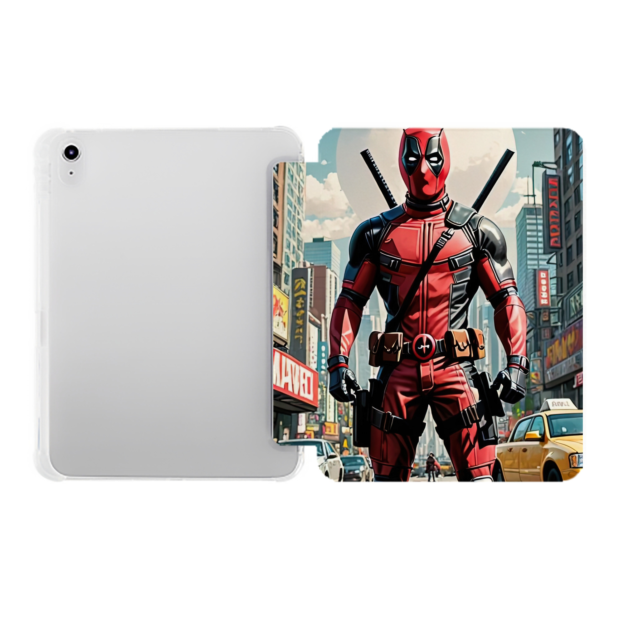 （画像用） Deadpool デッドプール IPad ケース ペン収納付き 三つ折りスタンド PUレザー×シリコン 対応機種9.5/10.5/10.9インチ